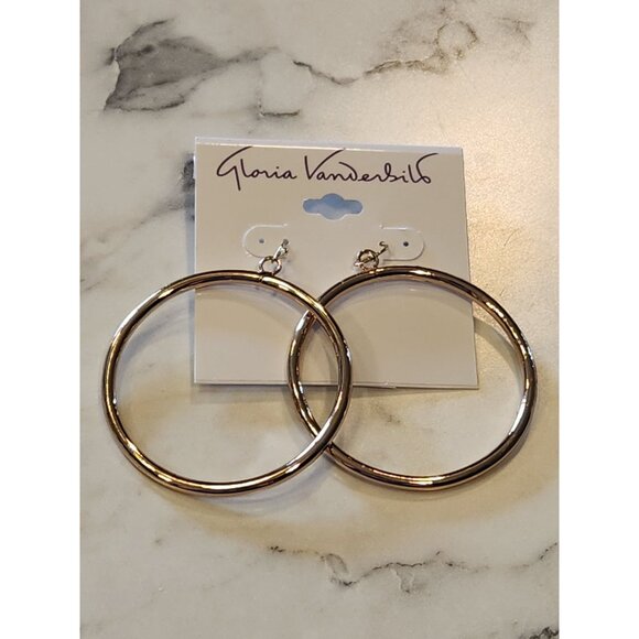 Gloria Vanderbilt Gold-Tone Hoop Earrings Lightweight & Classic Design - Picture 1 of 5
